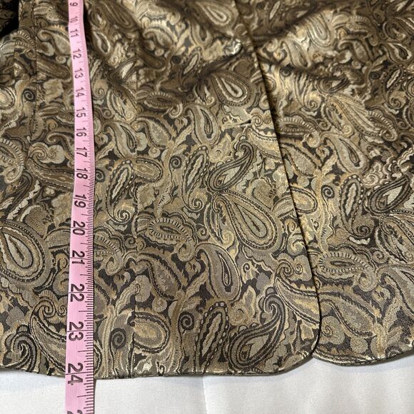 Judith Hart Womens Gold Metallic Paisley Print Lined Blazer Jacket Size 12 - Picture 11 of 12